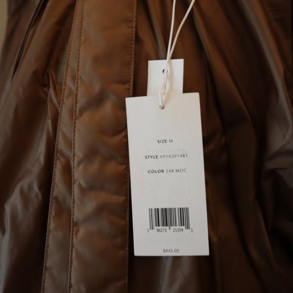VINCE Puffer Jacket Hoodie Mocha Nylon Women Size Medium New Tag $845 - Picture 11 of 12